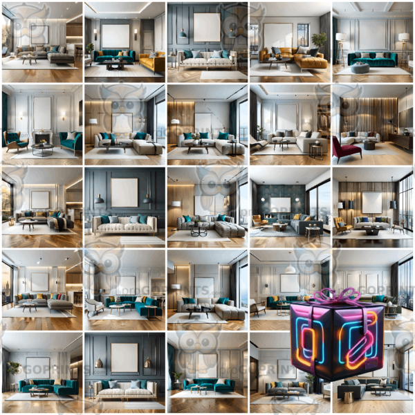 *Package* 25 Living Room Frame Mockups