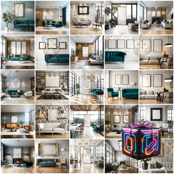 *Package* 25 Living Room Frame Mockups